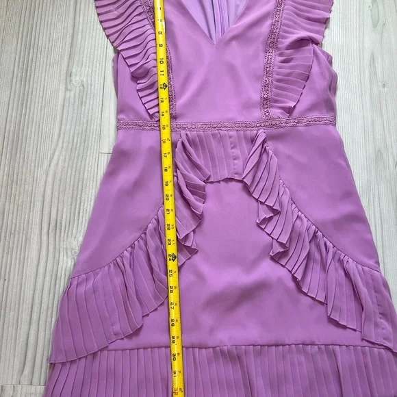 💜 BCBGMaxAzria Pleated mini dress violet size 8 - Picture 8 of 13